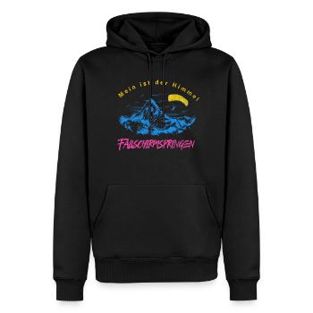 Mon royaume, c’est le ciel – parachutisme - Sweat à capuche Premium bio Homme - noir - Devant - Nico (187cm)