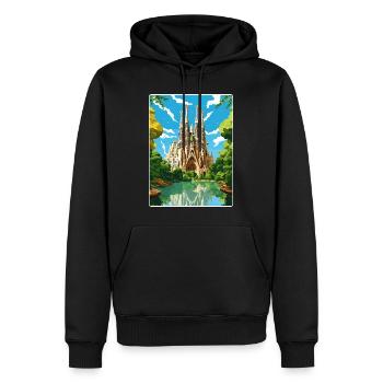 Barcelona Spanien Reise Poster Souvenir Farbe WPA - Männer Premium Bio Hoodie - Schwarz - Vorne - Nico (187cm)