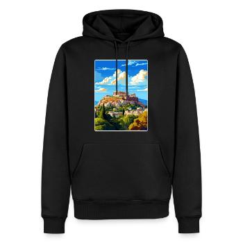 Athènes Grèce Voyage Affiche Peinture Souvenir WPA - Sweat à capuche Premium bio Homme - noir - Devant - Nico (187cm)