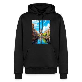 Amsterdam Niederlande Reiseposter Souvenir WPA - Männer Premium Bio Hoodie - Schwarz - Vorne - Nico (187cm)