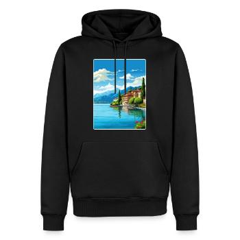 Gardasee Italien Reise Poster Souvenir Farbe WPA - Männer Premium Bio Hoodie - Schwarz - Vorne - Nico (187cm)