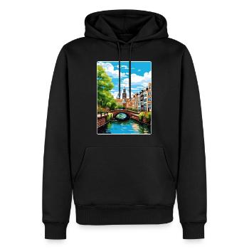 Amsterdam Niederlande Reiseposter Souvenir WPA - Männer Premium Bio Hoodie - Schwarz - Vorne - Nico (187cm)