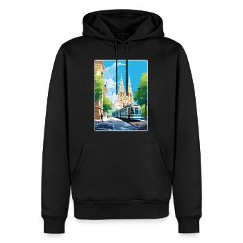 Vienne, Autriche, Voyage Affiche, Peinture Souvenir WPA - Sweat à capuche Premium bio Homme - noir - Devant - Nico (187cm)