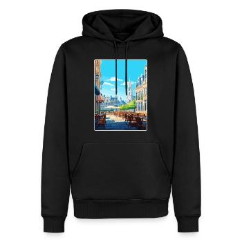 Bruxelles Belgique Affiche de voyage Peinture Souvenir WPA - Sweat à capuche Premium bio Homme - noir - Devant - Nico (187cm)