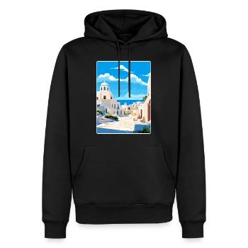 Kos Griechenland Reise Poster Souvenir Postkarte Farbe - Männer Premium Bio Hoodie - Schwarz - Vorne - Nico (187cm)
