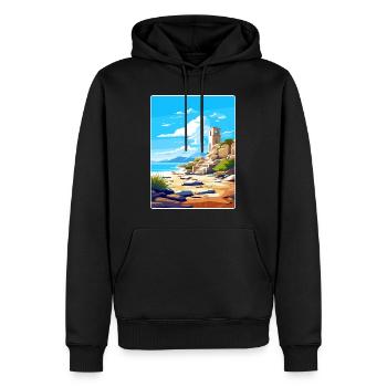 Délos Grèce Affiche de voyage Souvenir Carte Postale Peinture - Sweat à capuche Premium bio Homme - noir - Devant - Nico (187cm)