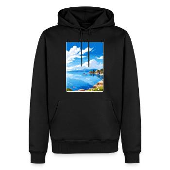 Île de Meganisi Grèce Affiche de voyage Souvenir WPA - Sweat à capuche Premium bio Homme - noir - Devant - Nico (187cm)