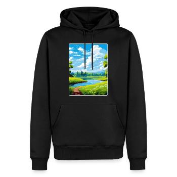 Donau Auen Deutschland Reiseposter Souvenir Farbe WP - Männer Premium Bio Hoodie - Schwarz - Vorne - Nico (187cm)