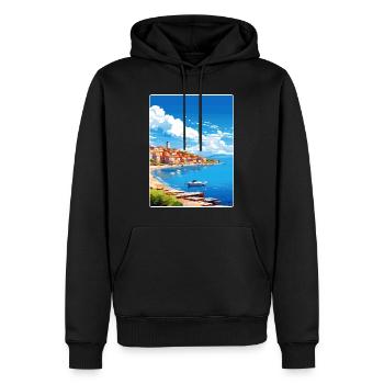 Peloponnes Reise Poster Souvenir Postkarte Farbe - Männer Premium Bio Hoodie - Schwarz - Vorne - Nico (187cm)