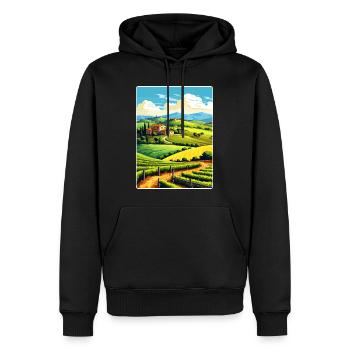 Toscane Italie Affiche de voyage Peinture souvenir WPA - Sweat à capuche Premium bio Homme - noir - Devant - Nico (187cm)