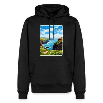 Boscastle Cornwall England Travel Poster Souvenir - Men’s Premium Organic Hoodie - black - Front - Nico (187cm)