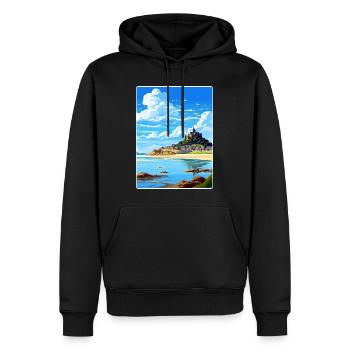 Marazion Cornwall England Travel Poster Souvenir - Men’s Premium Organic Hoodie - black - Front - Nico (187cm)