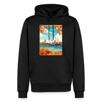 Londres Angleterre Voyage Affiche Souvenir Peinture WPA - Sweat à capuche Premium bio Homme - noir - Devant - Nico (187cm)