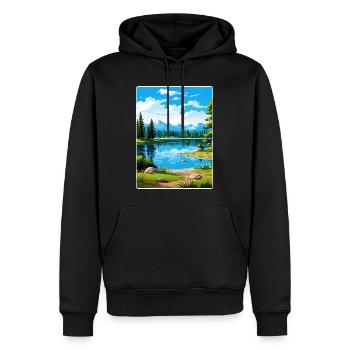 Big Bear Lake California Travel Poster Souvenir - Men’s Premium Organic Hoodie - black - Front - Nico (187cm)