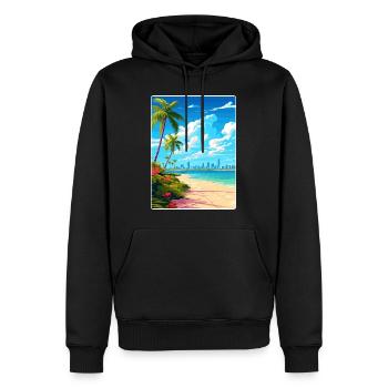 Miami Floride voyage affiche Souvenir peinture WPA - Sweat à capuche Premium bio Homme - noir - Devant - Nico (187cm)