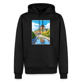 Quebec City Kanada Reise Poster Souvenir Farbe WP - Männer Premium Bio Hoodie - Schwarz - Vorne - Nico (187cm)