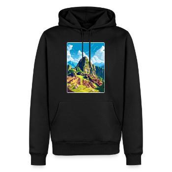 Machu Picchu Pérou Affiche de voyage Peinture Souvenir WPA - Sweat à capuche Premium bio Homme - noir - Devant - Nico (187cm)