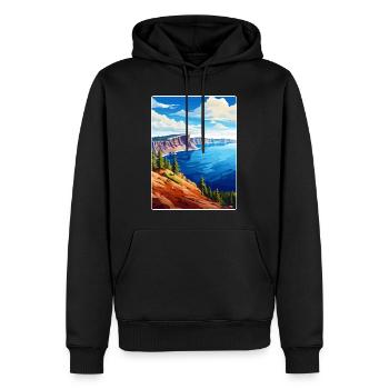 Affiche de voyage souvenir du parc national du lac Crater - Sweat à capuche Premium bio Homme - noir - Devant - Nico (187cm)