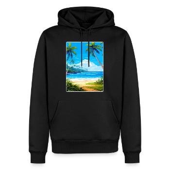 Barbade Caraïbes Voyage Affiche Souvenir Peinture WP - Sweat à capuche Premium bio Homme - noir - Devant - Nico (187cm)