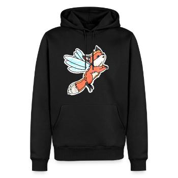 Fantastique, fée volante renard - Sweat à capuche Premium bio Homme - noir - Devant - Nico (187cm)