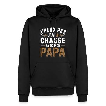 Chasse Avec mon papa - Sweat à capuche Premium bio Homme - noir - Devant - Nico (187cm)