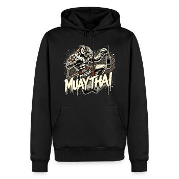 Muay Thai Tiger Boxe thaïlandaise Kickboxing Boxe Cadeau - Sweat à capuche Premium bio Homme - noir - Devant - Nico (187cm)
