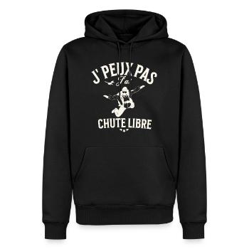 Humour Liberté Parachutiste Illustration - Sweat à capuche Premium bio Homme - noir - Devant - Nico (187cm)