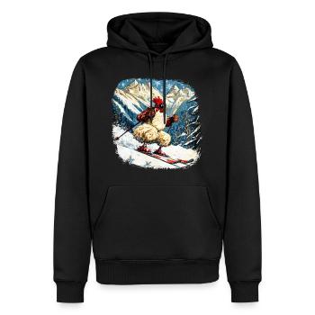 Ski Hühner - Männer Premium Bio Hoodie - Schwarz - Vorne - Nico (187cm)