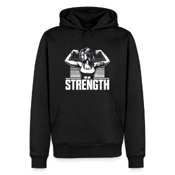 Force femme forte tension muscles cadeau - Sweat à capuche Premium bio Homme - noir - Devant - Nico (187cm)