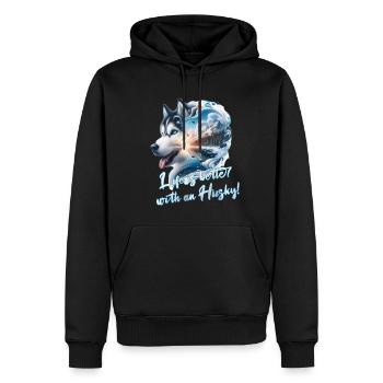 Schlittenhund - Männer Premium Bio Hoodie - Schwarz - Vorne - Nico (187cm)