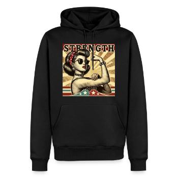 Strength Strong Cool Woman Rockabilly Gift - Men’s Premium Organic Hoodie - black - Front - Nico (187cm)