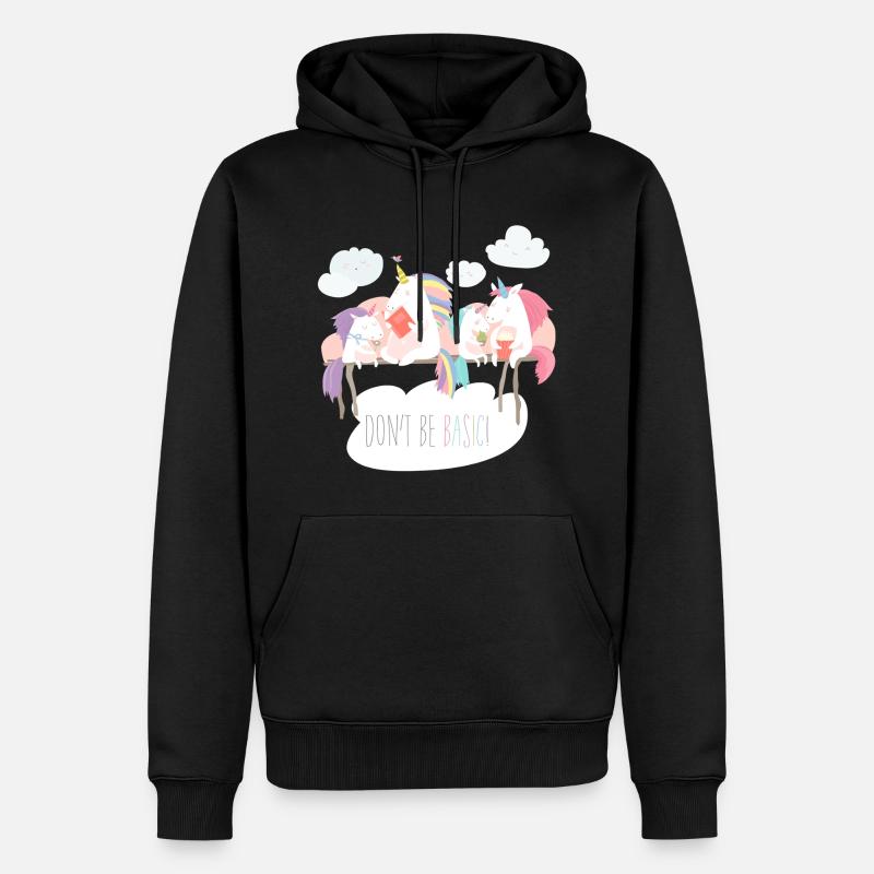 Einhorn don't be basic statement - Männer Premium Bio Hoodie - Schwarz