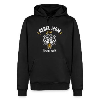 Conception de club de mamans rebelles - Sweat à capuche Premium bio Homme - noir - Devant - Nico (187cm)