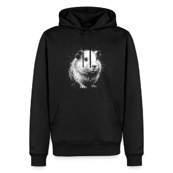 Cochon d’Inde doux en style pois - Sweat à capuche Premium bio Homme - noir - Devant - Nico (187cm)