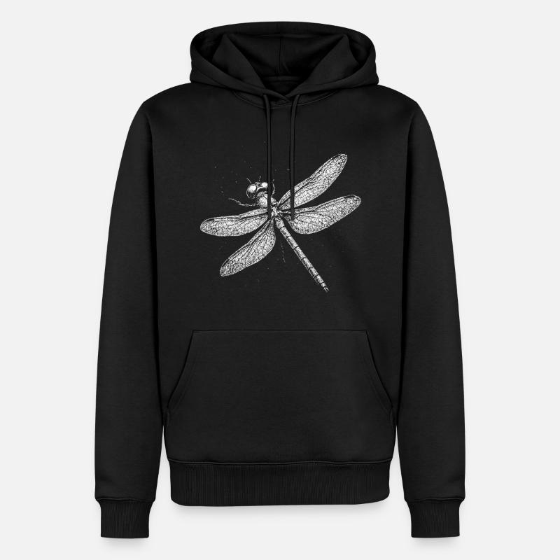 Libelle - Männer Premium Bio Hoodie - Schwarz