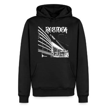 Vue sur le stade Rostock Skyline - Sweat à capuche Premium bio Homme - noir - Devant - Nico (187cm)