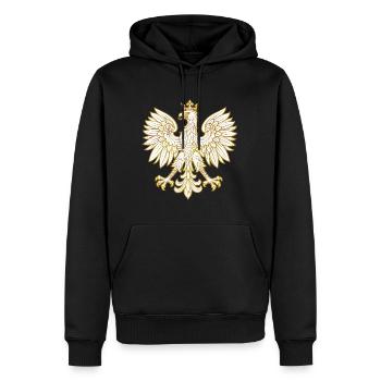 Pologne Polska Aigle drapeau drapeau Cadeau doré - Sweat à capuche Premium bio Homme - noir - Devant - Nico (187cm)