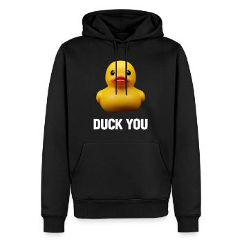 Duck ou - Männer Premium Bio Hoodie - Schwarz - Vorne - Nico (187cm)