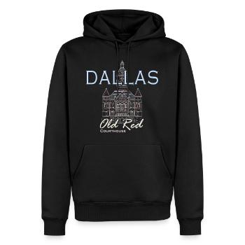 Dallas, Dessin à la main Landmark, Texas, Amérique - Sweat à capuche Premium bio Homme - noir - Devant - Nico (187cm)