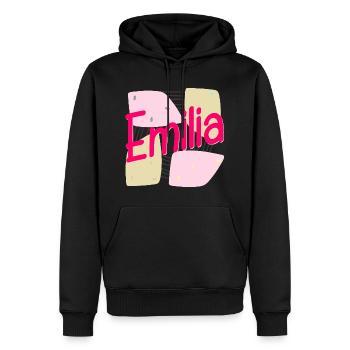 NOM CADEAU FILLE FILLE EMILIA - Sweat à capuche Premium bio Homme - noir - Devant - Nico (187cm)