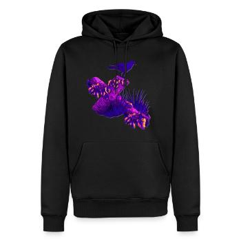 Violettes Holzkreuz Krähen Silhouette Efeu - Männer Premium Bio Hoodie - Schwarz - Vorne - Nico (187cm)