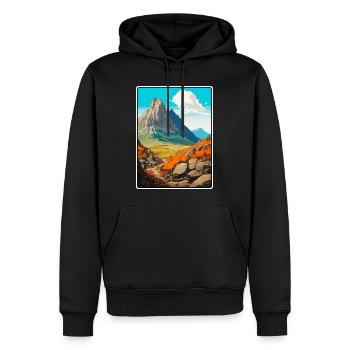 Dolomiten Italien Berglandschaft Illustration - Männer Premium Bio Hoodie - Schwarz - Vorne - Nico (187cm)
