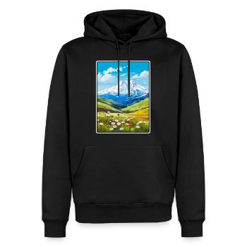 Mount Elbrus Russland Reiseplakat Stadtbild WPA - Männer Premium Bio Hoodie - Schwarz - Vorne - Nico (187cm)