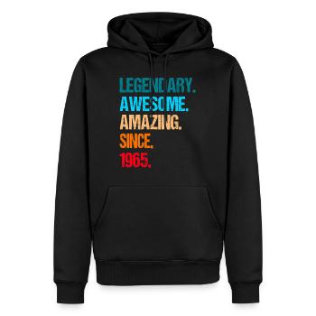 1965 vintage legendary - Men’s Premium Organic Hoodie - black - Front - Nico (187cm)