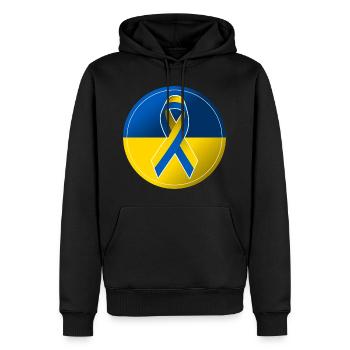 Manifestation Solidarité Paix Ukraine - Sweat à capuche Premium bio Homme - noir - Devant - Nico (187cm)