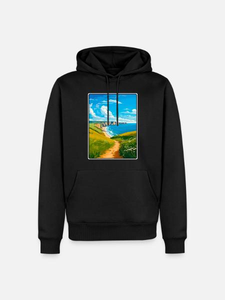 Pembrokeshire Wales Reiseplakat Stadtbild WPA - Männer Premium Bio Hoodie - Schwarz