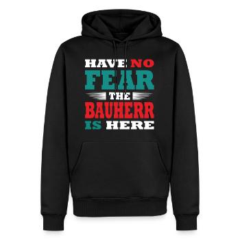 N’ayez crainte, le Bauherr est là Tenue - Sweat à capuche Premium bio Homme - noir - Devant - Nico (187cm)