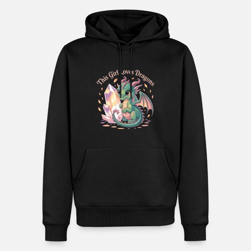 Mädchenliebe zu Drachen mit Kristall - Männer Premium Bio Hoodie - Schwarz