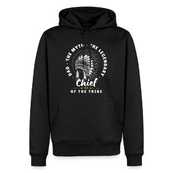 Conception de la coiffe du père chef de la tribu - Sweat à capuche Premium bio Homme - noir - Devant - Nico (187cm)