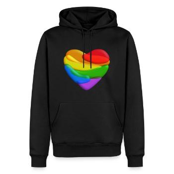 Rainbow Heart - Men’s Premium Organic Hoodie - black - Front - Nico (187cm)
